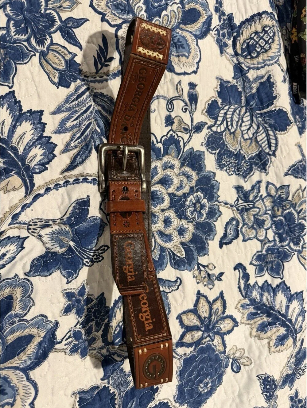 Georgia Bulldog Leather Belt Size M